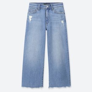 Uniqlo High Rise Wide Leg Cropped Jeans